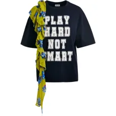 Футболка с оборками и принтом