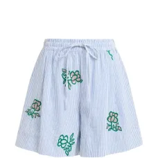 Полосатые шорты с вышивкой