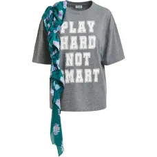 Футболка с оборками и графичным принтом