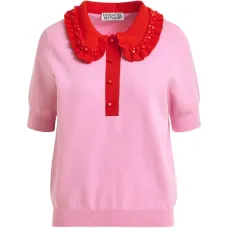 Рубашка поло с оборками и бисером Рубашка поло с оборками и бисером