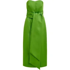 Женственное миди-платье без рукавов с завязкой