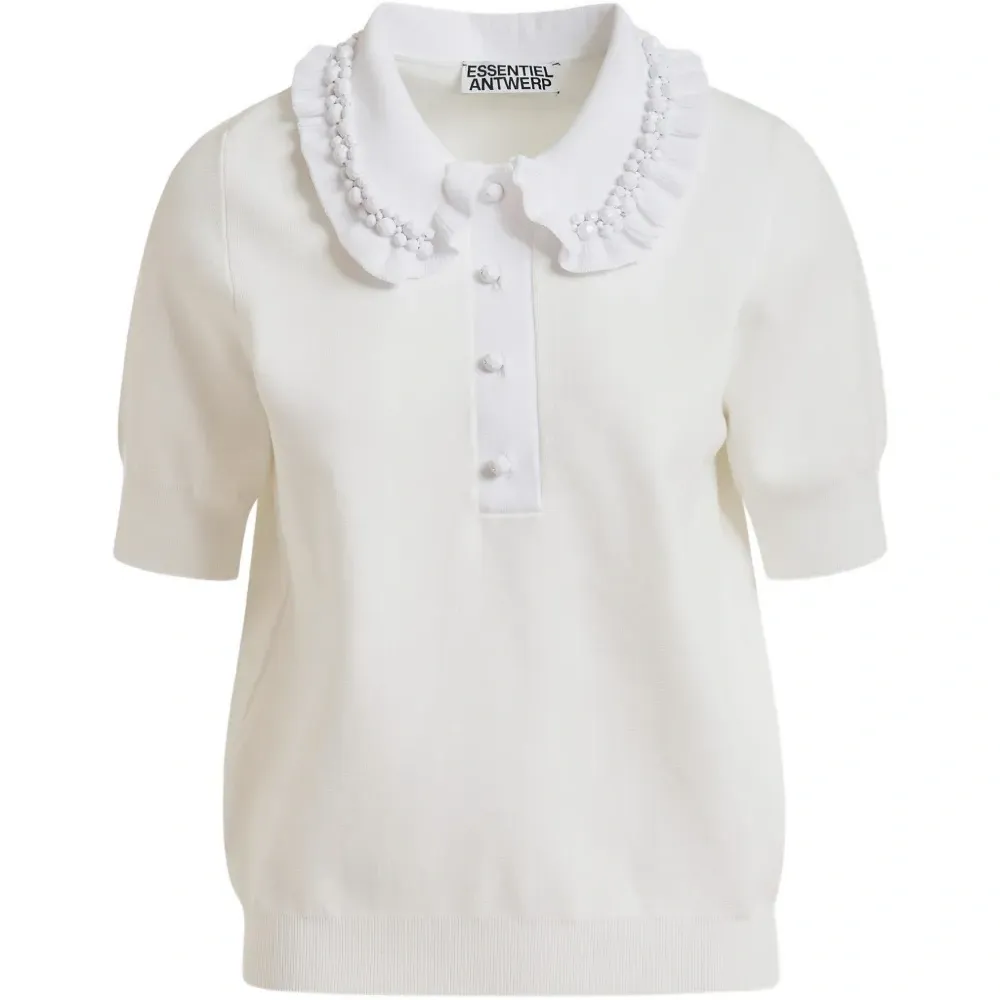 Рубашка поло с оборками и бисером