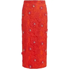 Миди-юбка с цветочным узором и стразами