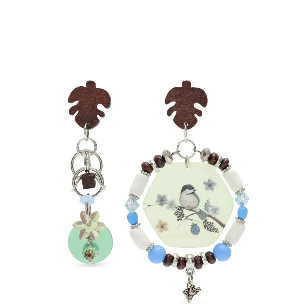 Серьги-подвески с кулонами в виде птиц