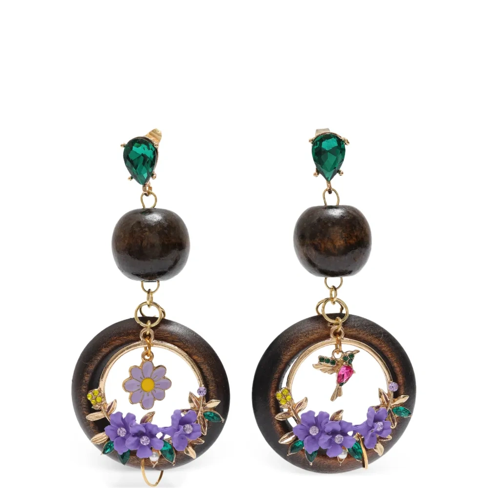 Серьги-подвески с цветочным декором