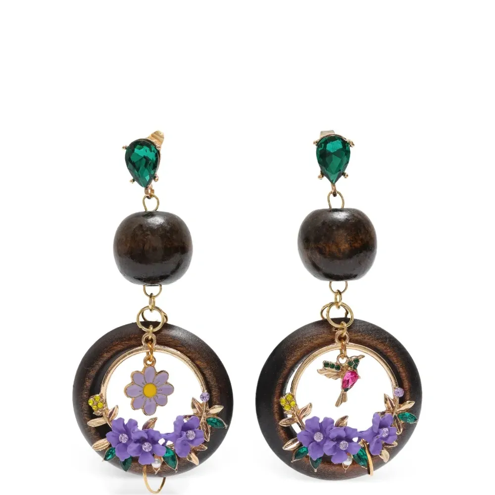 Серьги-подвески с цветочным декором