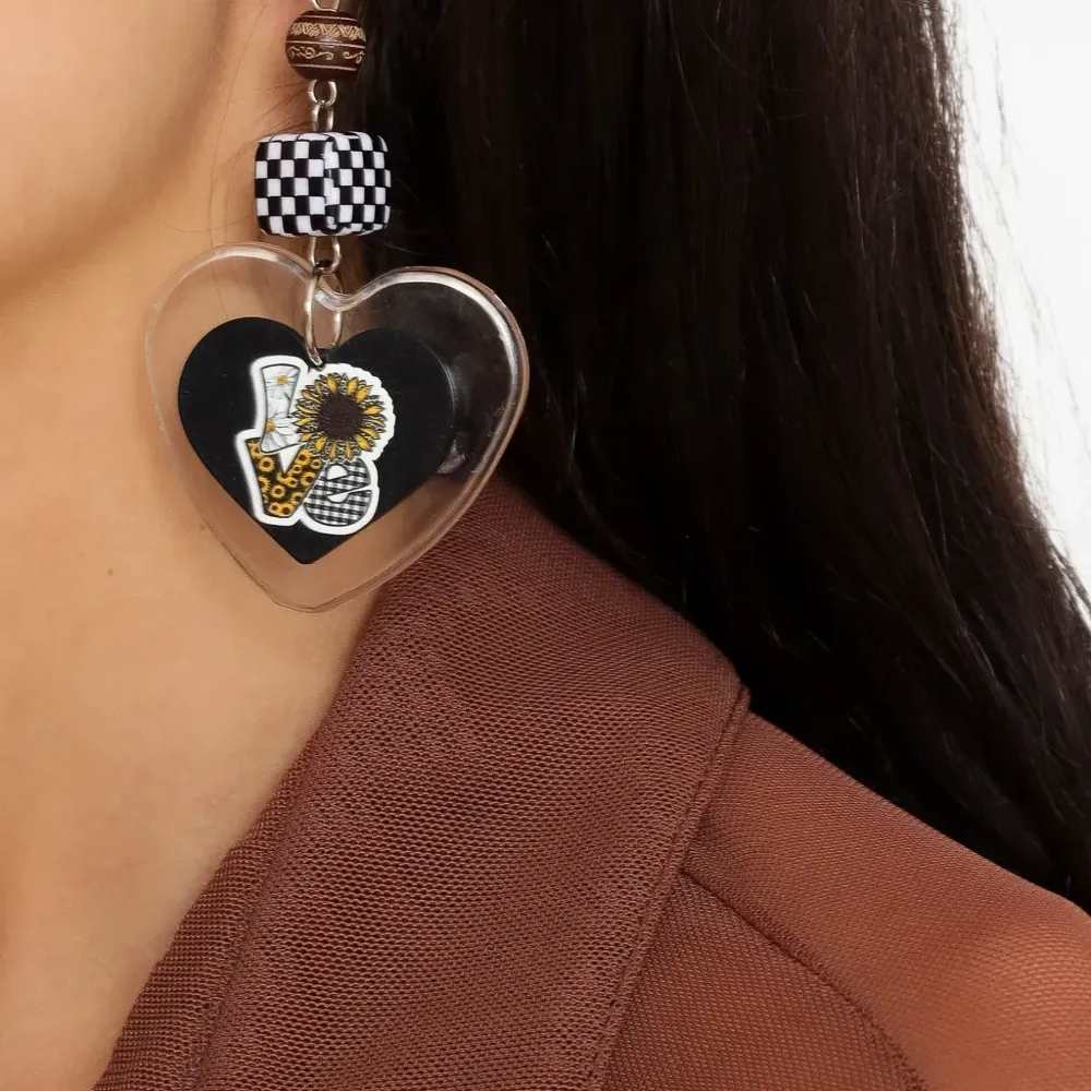 Серьги-подвески в форме сердца