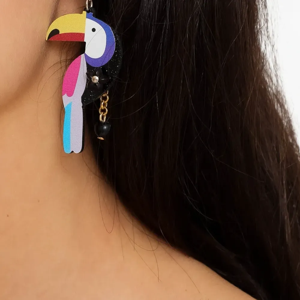 Серьги с изображением тукана