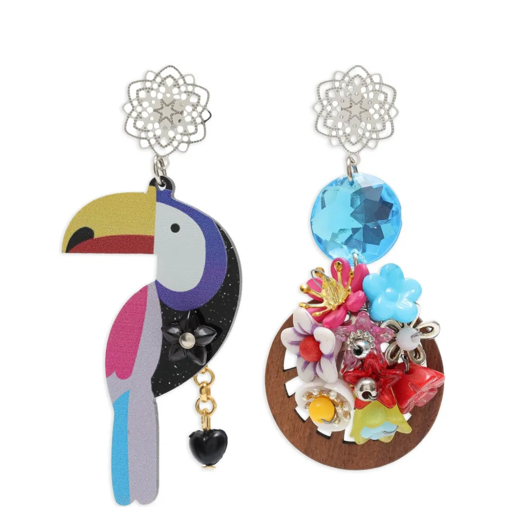 Серьги с изображением тукана