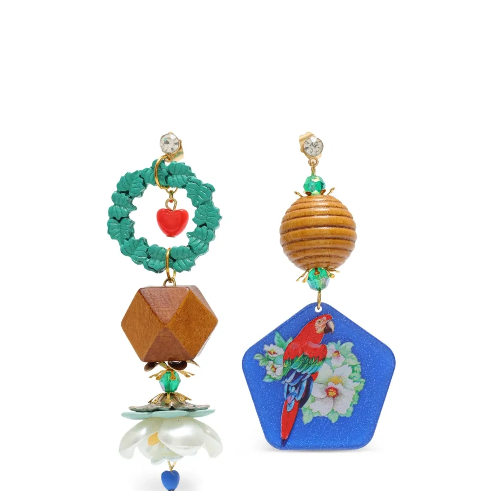 Серьги с мотивом попугая