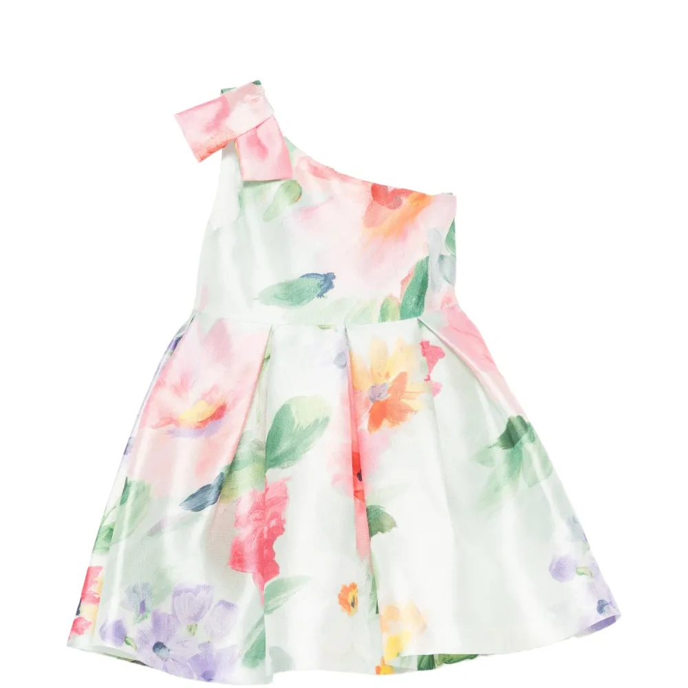 Платье с одним плечом и цветочным принтом