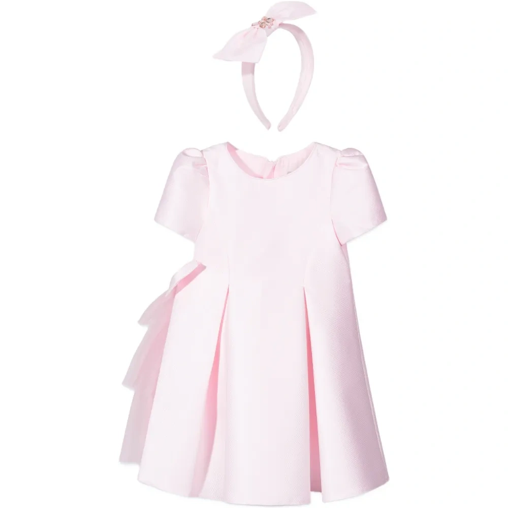 Комплект из платья А-силуэта с бантом