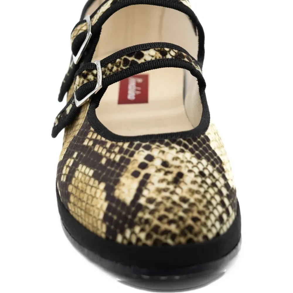 Балетки Мэри Джейн с принтом под змеиную кожу