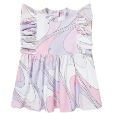 Платье с оборками и принтом