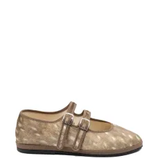 Балетки с двойным ремешком и принтом под оленя