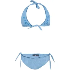 Треугольный бикини с цветочной вышивкой