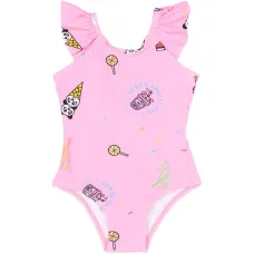 Купальник с оборками и принтом