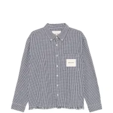 Рубашка в клетку с необработанными краями Рубашка в клетку с необработанными краями