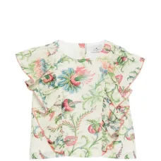 Блузка с воланами и цветочным принтом