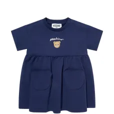 Платье с карманом и принтом медведя