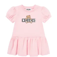 Платье с пышными рукавами и принтом медвежонка