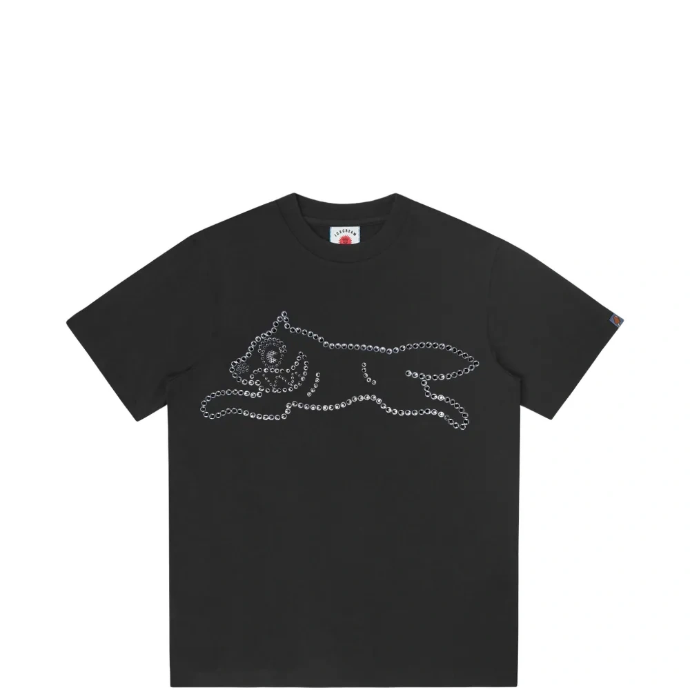 Футболка с кристаллами и графическим принтом, с круглым вырезом