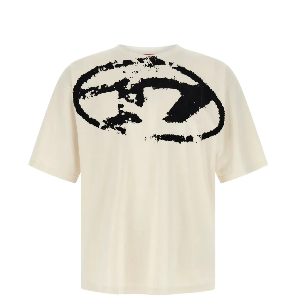 Футболка с флокированным принтом и круглым вырезом