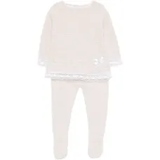 Вязаный комплект с отделкой из кружева