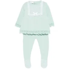 Вязаный комплект с отделкой из кружева