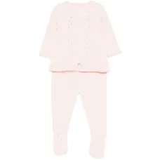 Вязаный комплект с брючками и ажурной отделкой