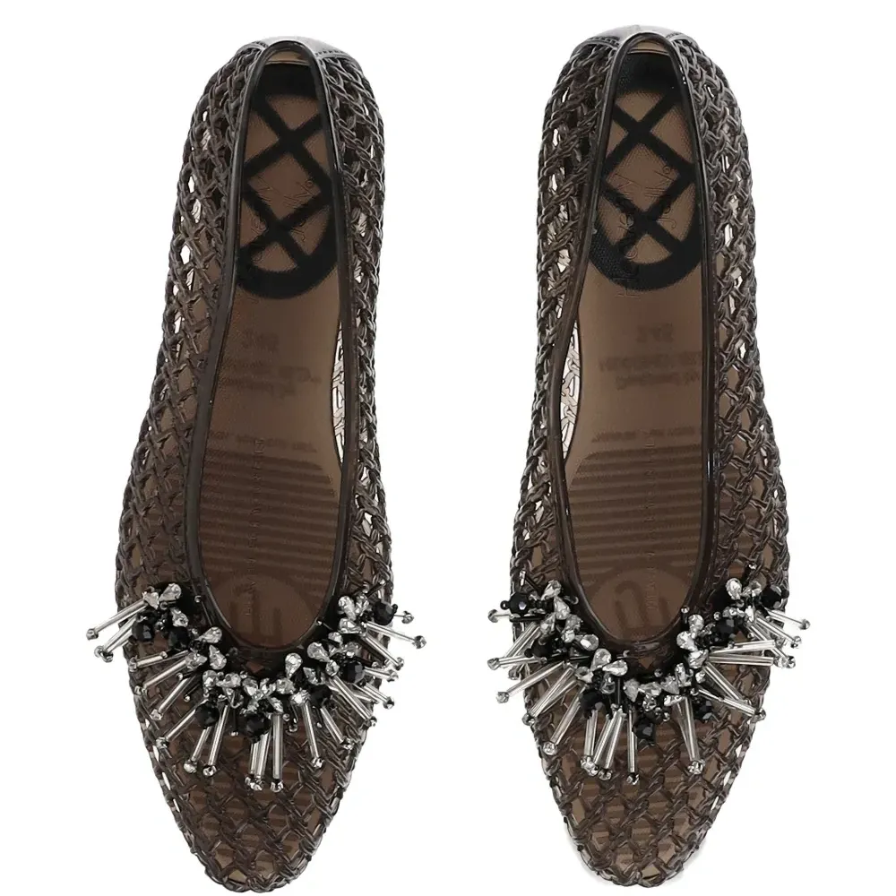 Балетки, украшенные бусинами