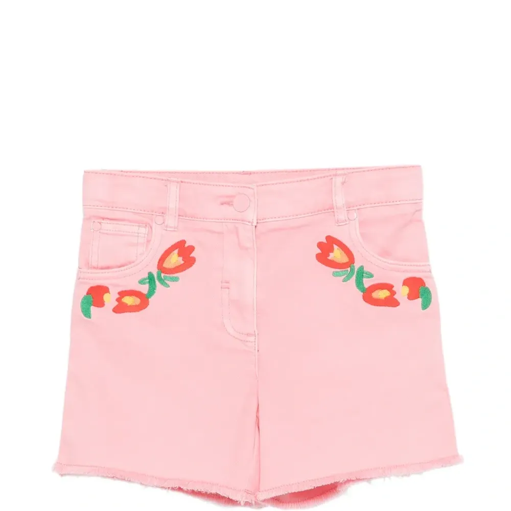 Шорты с цветочной вышивкой и необработанным краем