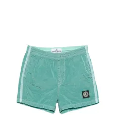 Купальник с боковыми полосками и нашивкой-логотипом