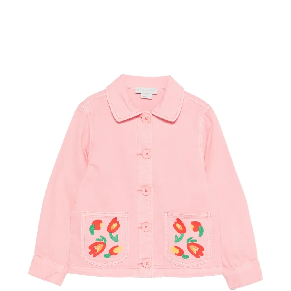 Куртка с вышивкой в виде цветов и передними карманами