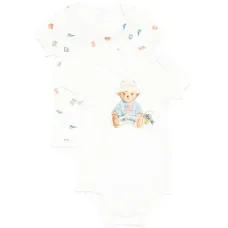 Комплект из двух бодиков с короткими рукавами и принтом мишки