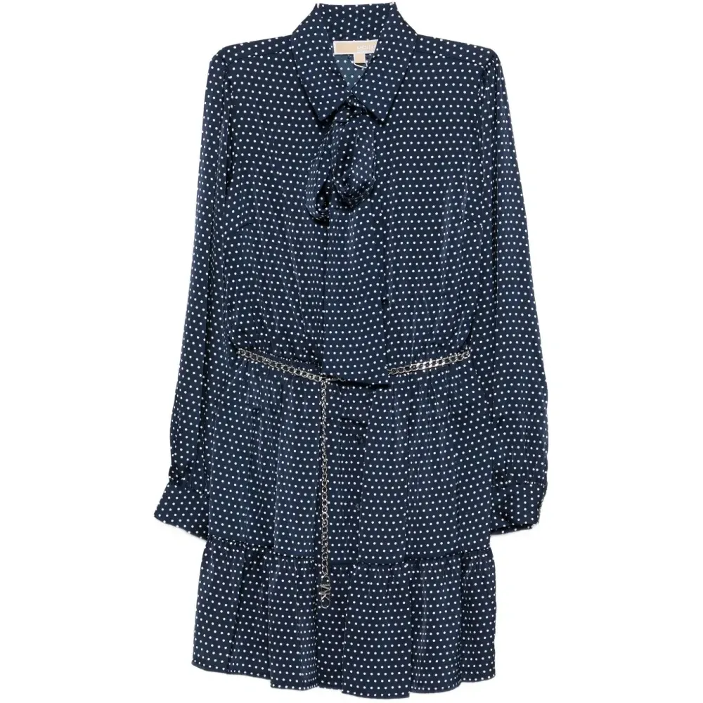 Платье с галстуком и горошек