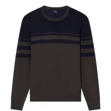 Вязаный свитер в полоску с круглым вырезом