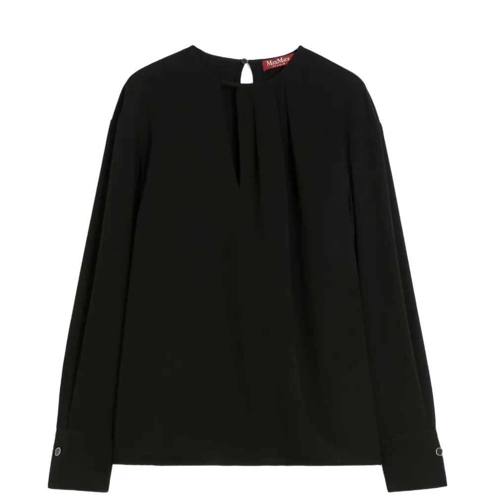 Плиссированная блузка с вырезом-каплей