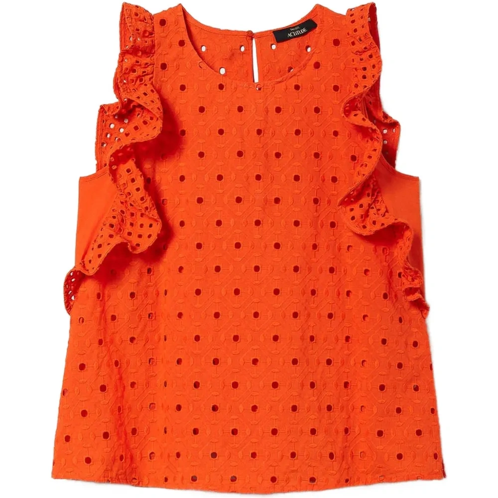 Топ с оборками и вышивкой англез Топ с оборками и вышивкой англез