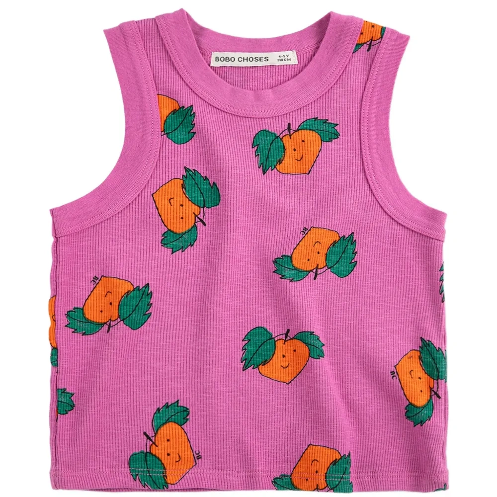 Рифленый топ с принтом в мандариновом цвете