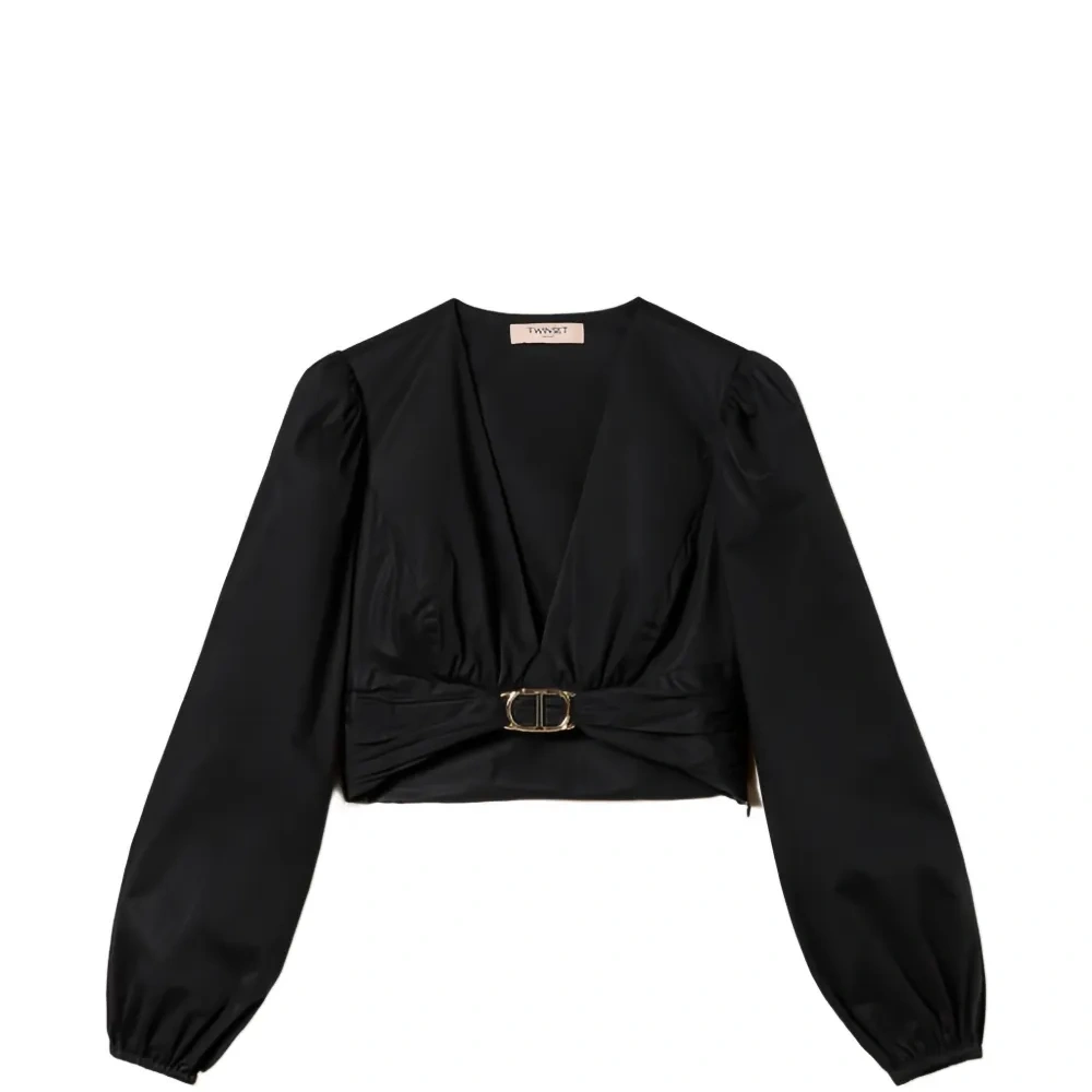 Укороченная блузка из поплина овальной формы