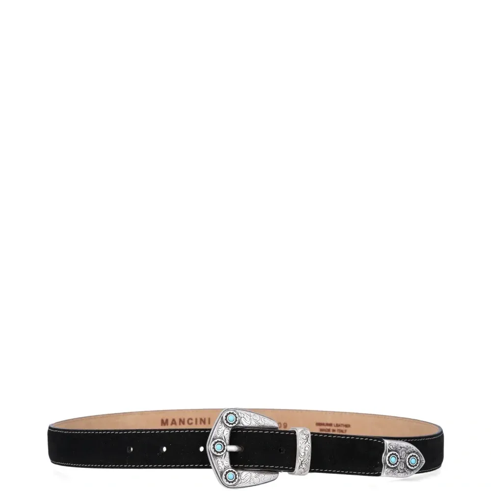 Кожаный ремень с бирюзовой отделкой