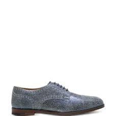Дерби с перфорацией (semi-brogue) металлического цвета