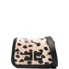 Мини-сумка на плечо с нашивкой-логотипом и анималистичным принтом