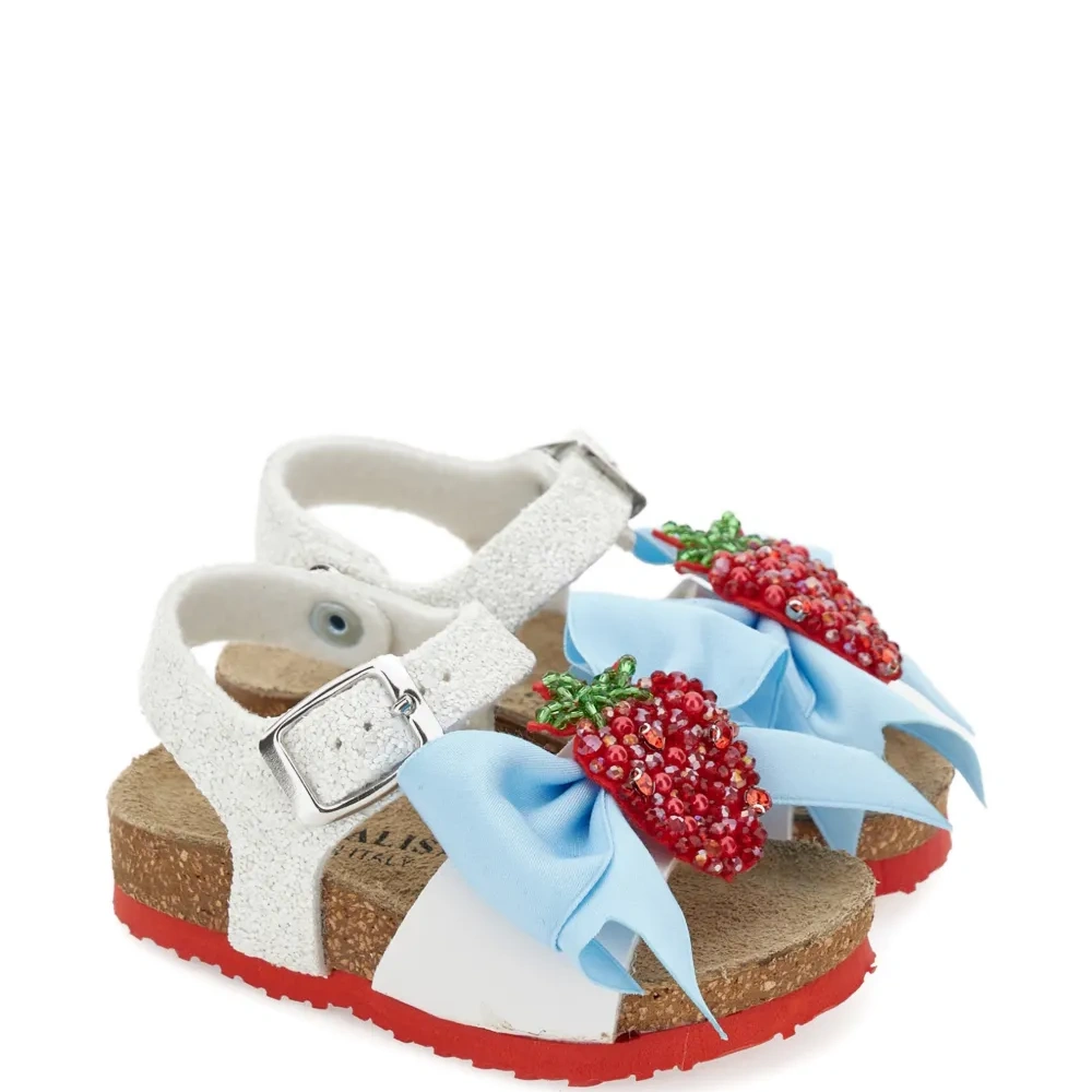 Сандалии с бантом, украшенным бусинами