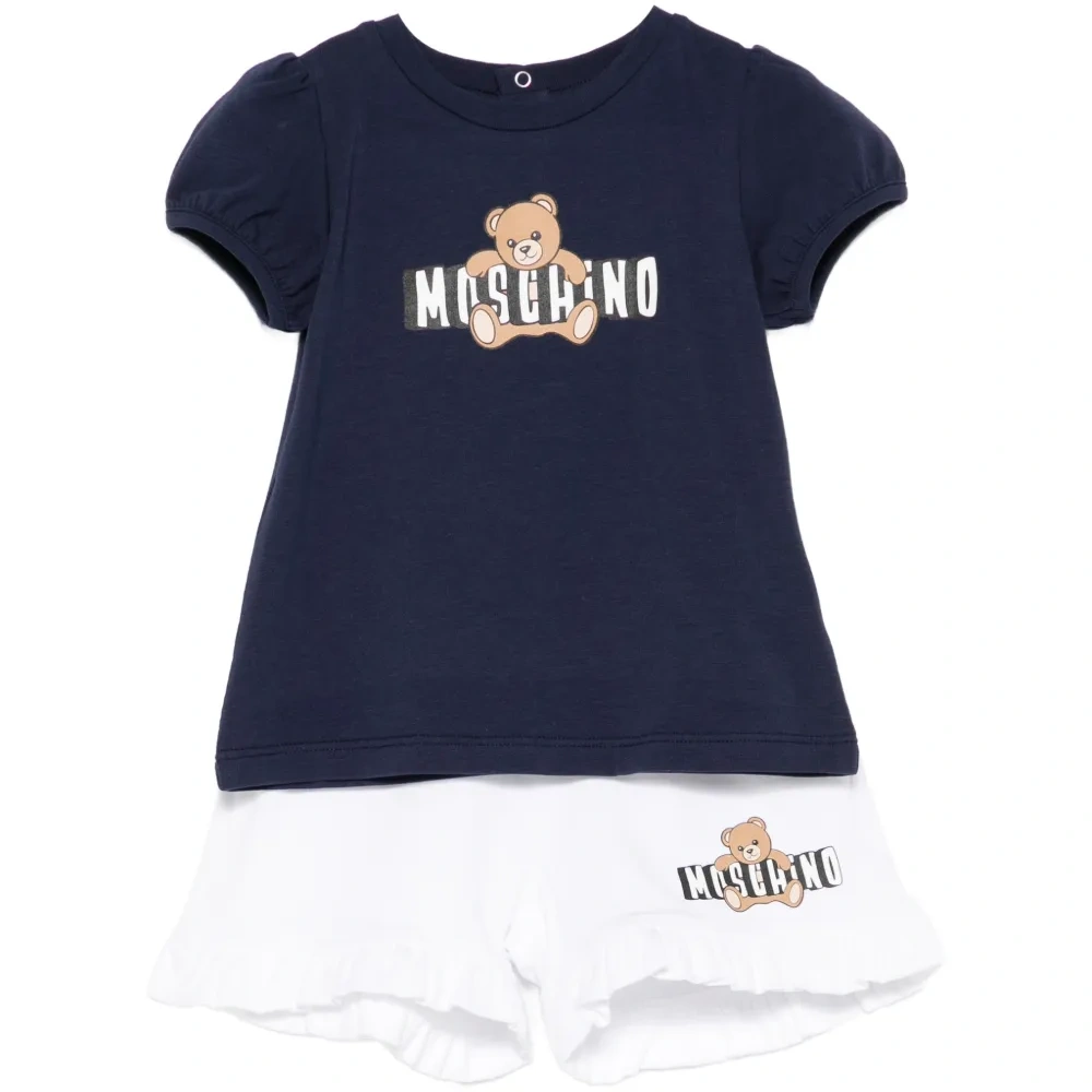 Спортивный костюм с принтом мишки и оборчатым подолом