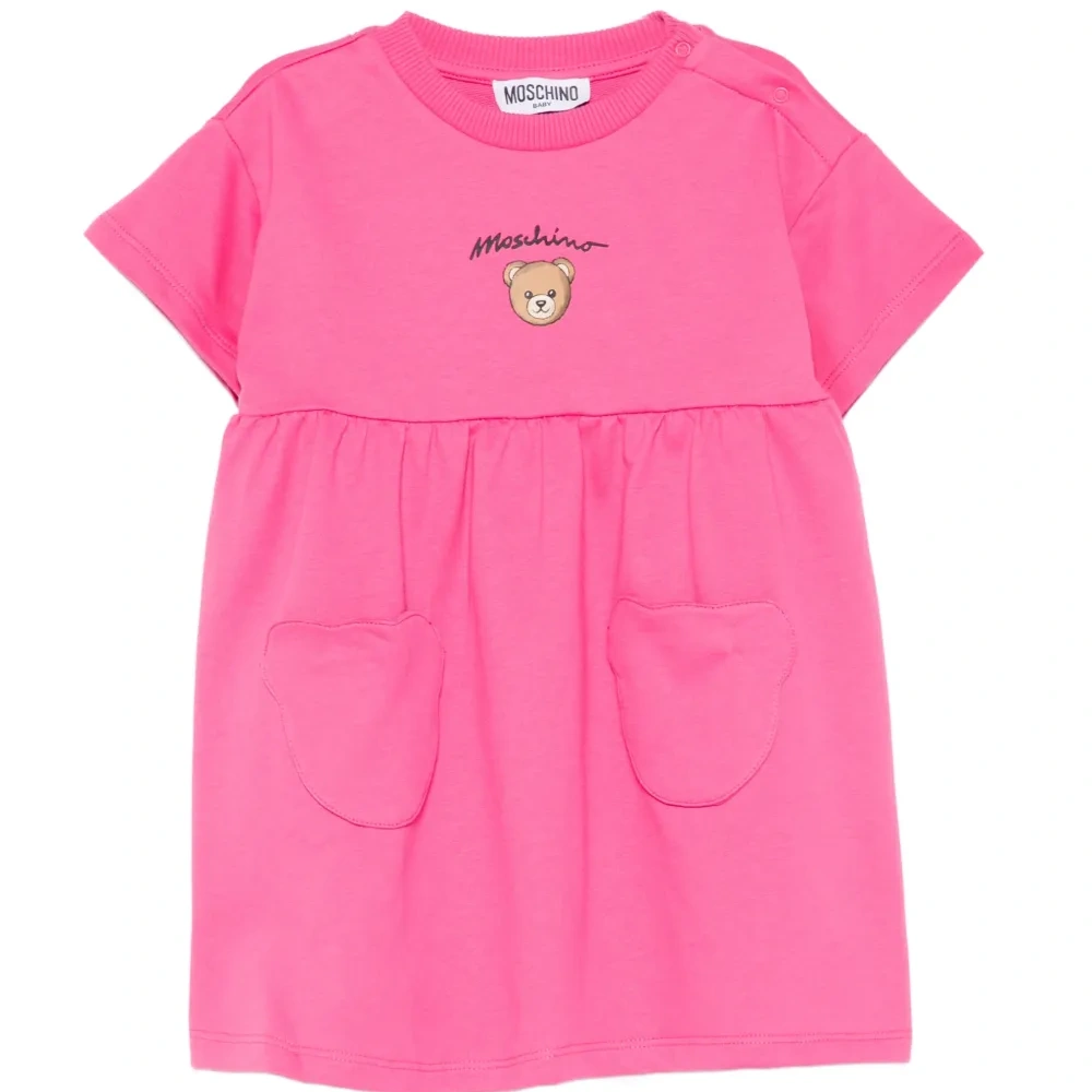 Платье с карманом и принтом в виде медвежонка