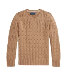 Кабельный вязаный свитер с логотипом