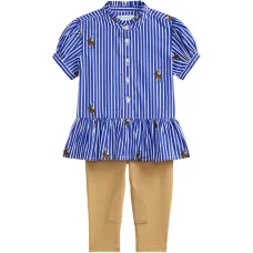 Комплект из блузки и брюк с конными нашивками (набор из двух предметов)