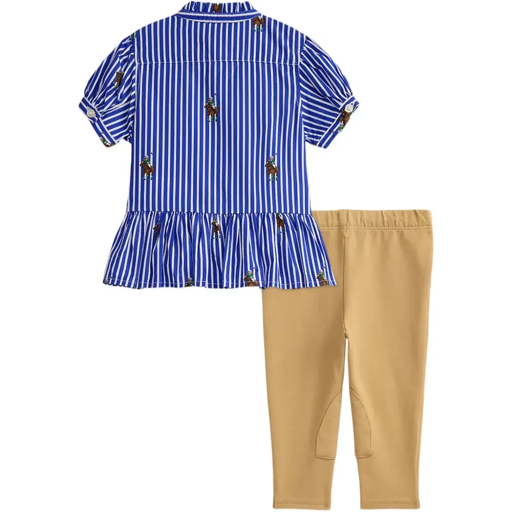 Комплект из блузки и брюк с конными нашивками (набор из двух предметов)